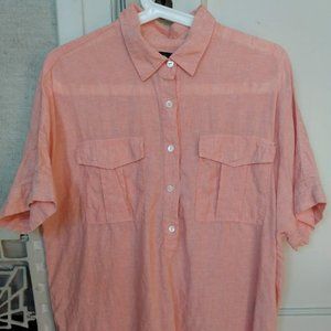J Crew Baird McNutt Linen Popover Top - melon/orange size 10